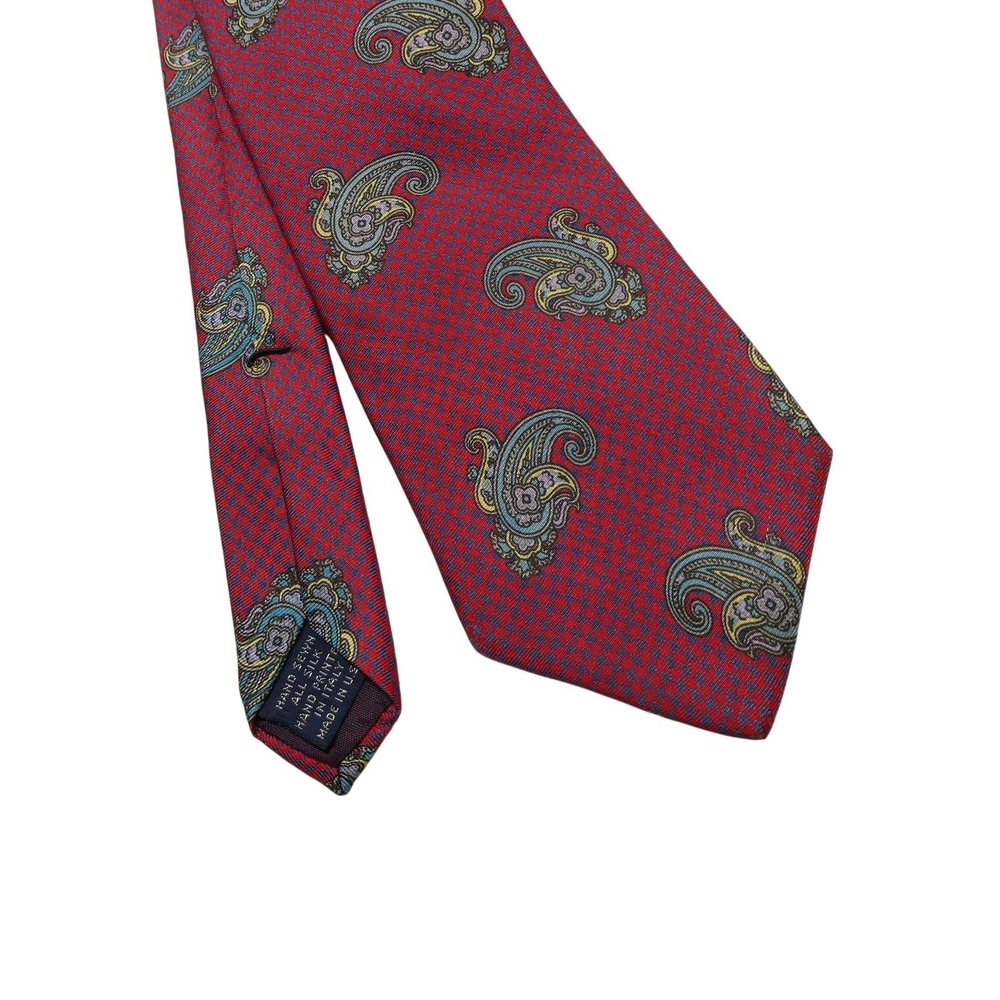 Tie Mens One Size Red Paisley 100% Silk Jacquard Classic Necktie Made USA